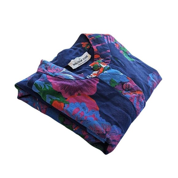 Vintage 70s RIZKALLAH for MALCOLM STARR Bold Retro LS Maxi Day Shirtdress Size S - Picture 7 of 7